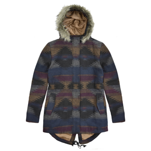 Girls'  Aztec Fur Trim Hooded Parka Jacket